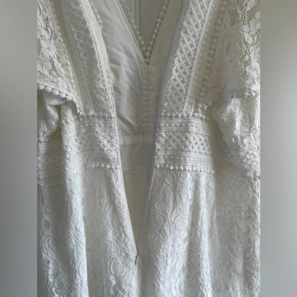 Eliza J Flounce White Lace Dress Size 14 - Picture 7 of 9